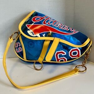 Clear Blue PVC Saddle Bag Purse Varsity Graphics Y2K Vibes Festivals Streetwear